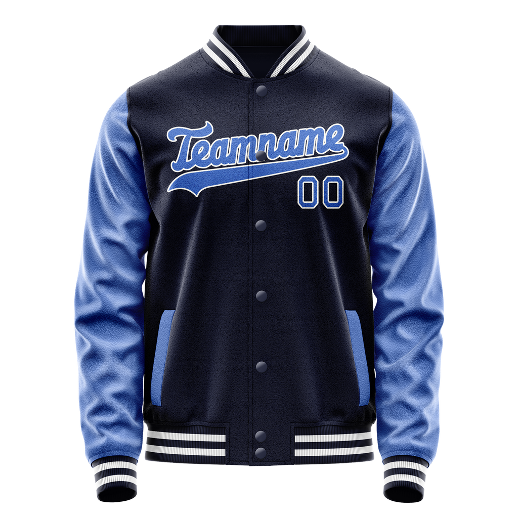 Personalized Navy & Blue Solid Color Varsity Letterman Jacket