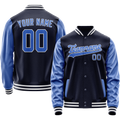 Personalized Navy & Blue Solid Color Varsity Letterman Jacket