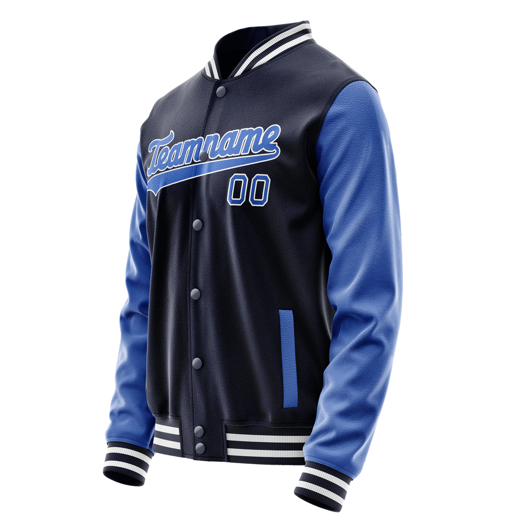 Personalized Navy & Blue Solid Color Varsity Letterman Jacket