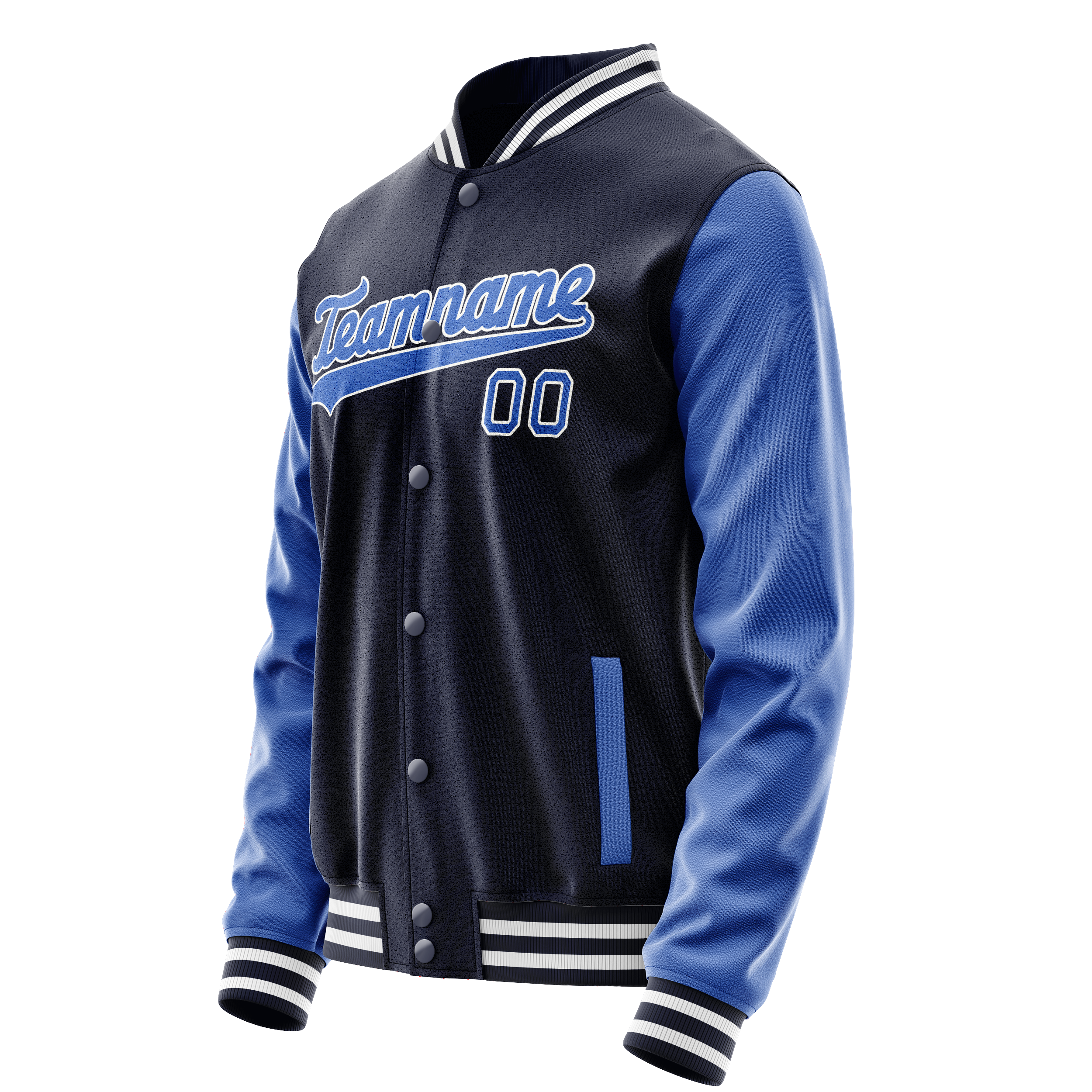 Personalized Navy & Blue Solid Color Varsity Letterman Jacket