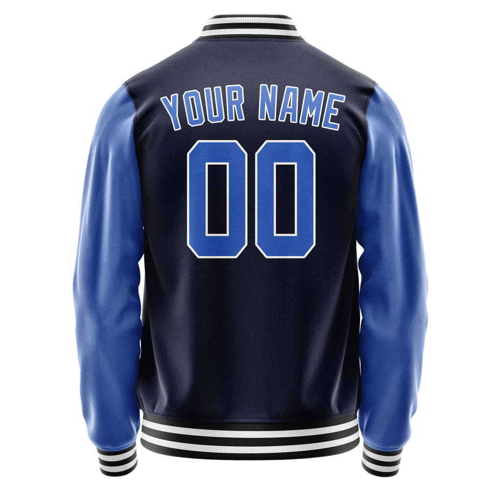 Personalized Navy & Blue Solid Color Varsity Letterman Jacket