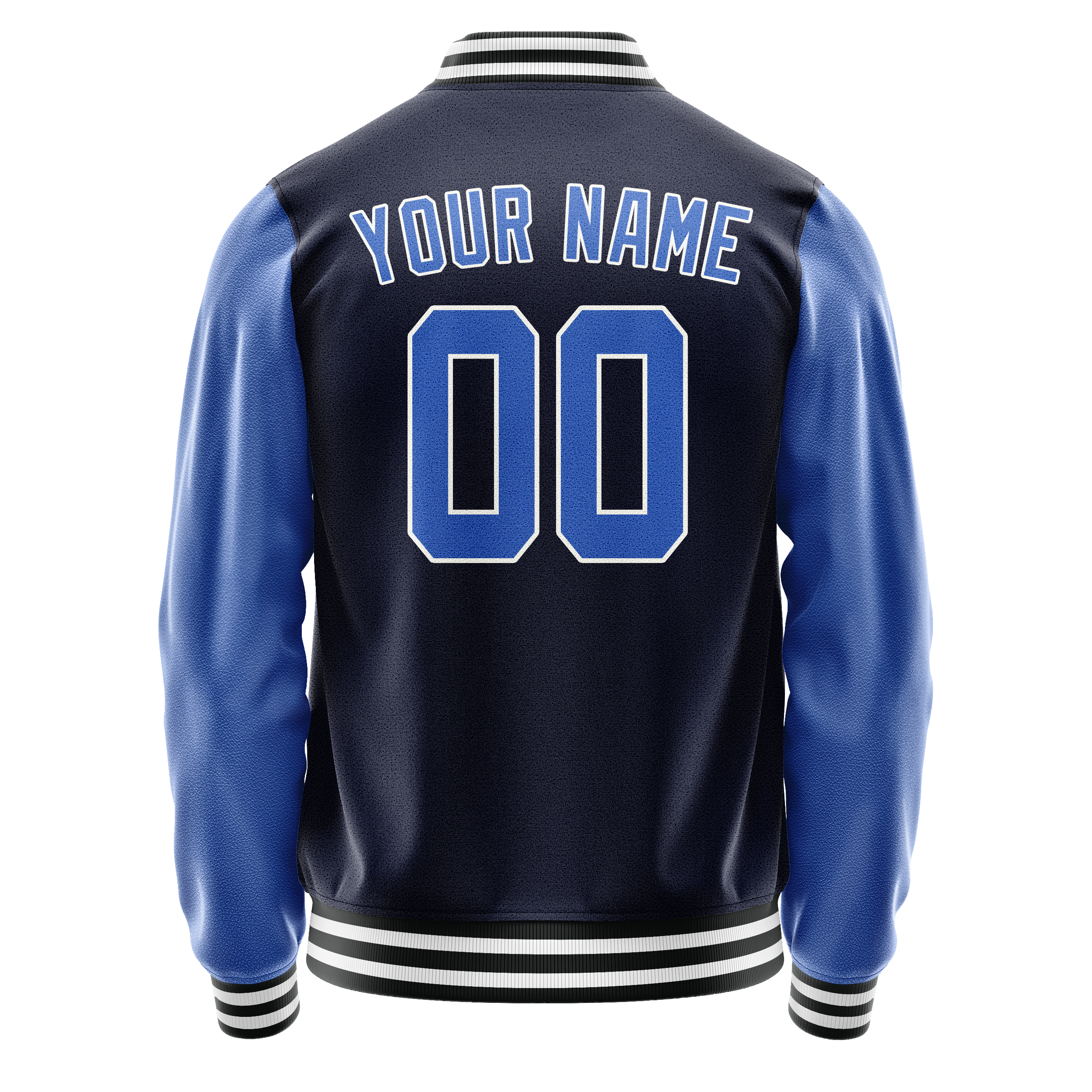 Personalized Navy & Blue Solid Color Varsity Letterman Jacket