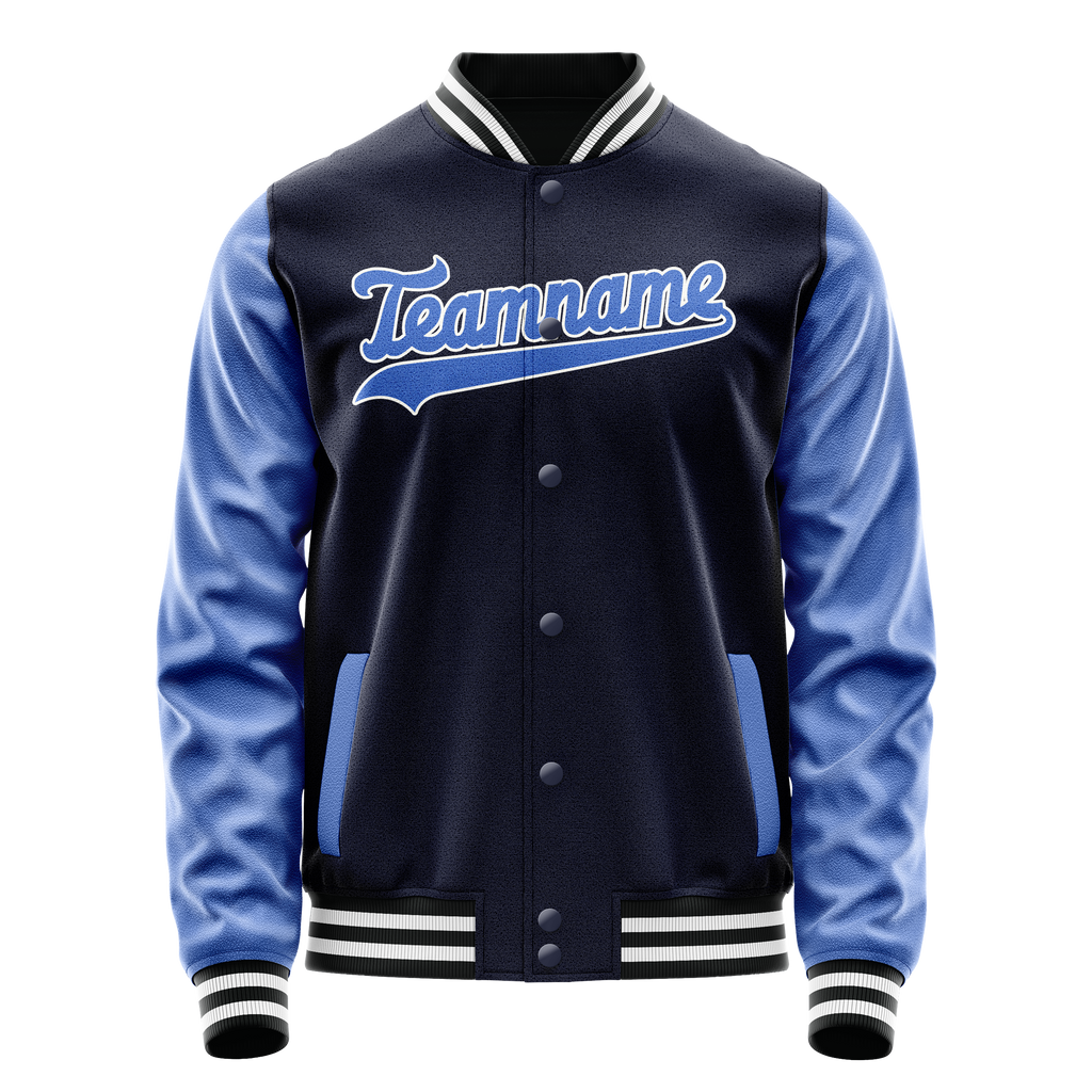 Personalized Navy & Blue Solid Color Varsity Letterman Jacket
