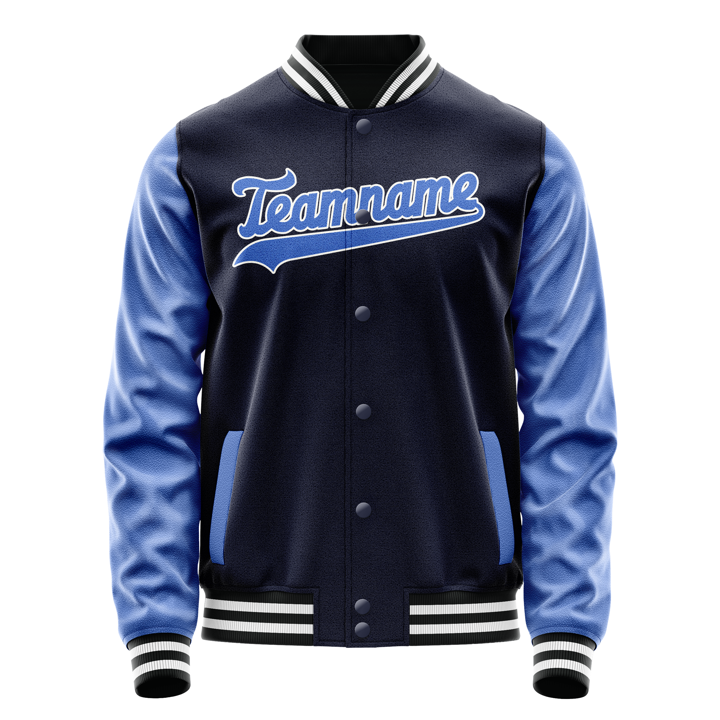Personalized Navy & Blue Solid Color Varsity Letterman Jacket