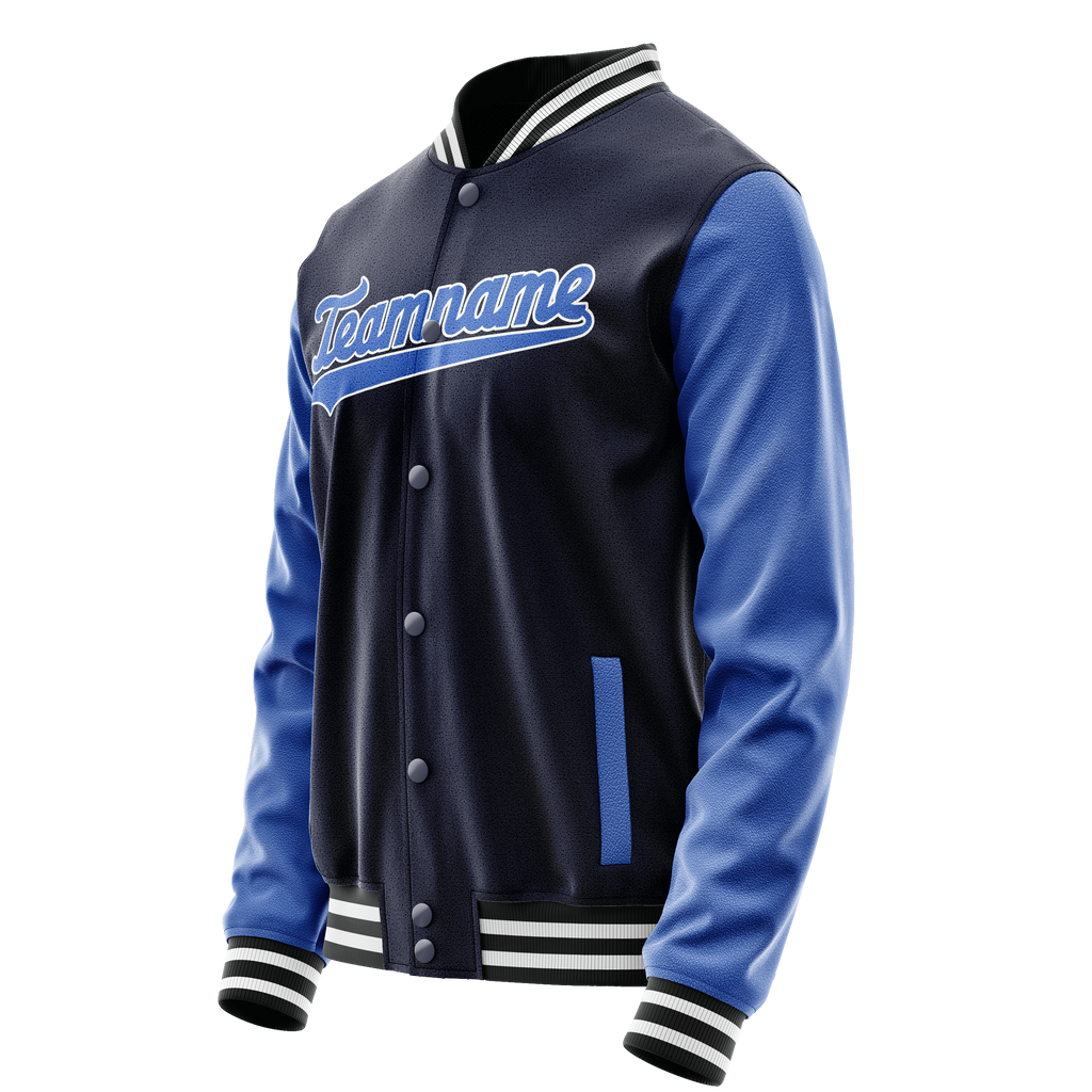 Personalized Navy & Blue Solid Color Varsity Letterman Jacket