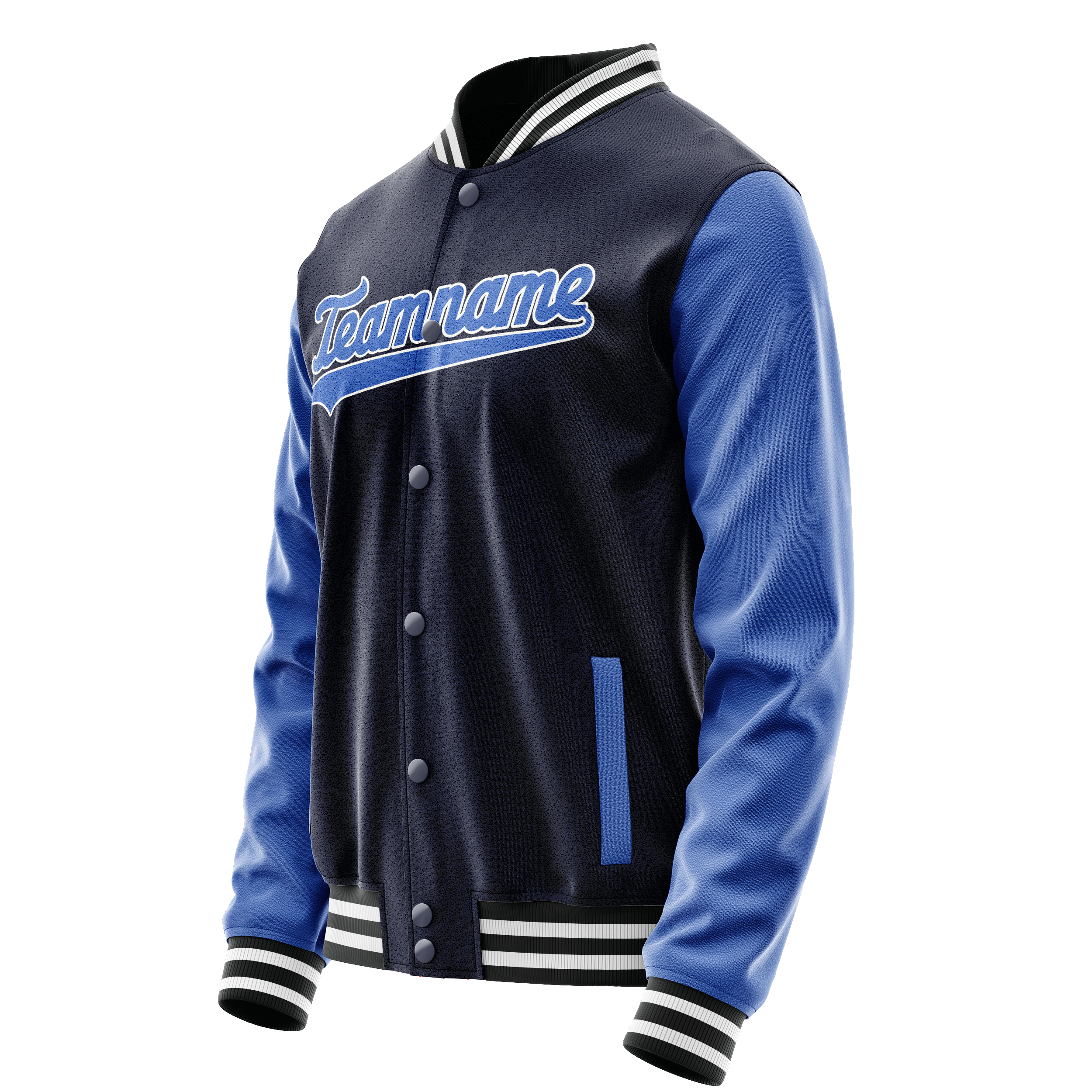 Personalized Navy & Blue Solid Color Varsity Letterman Jacket