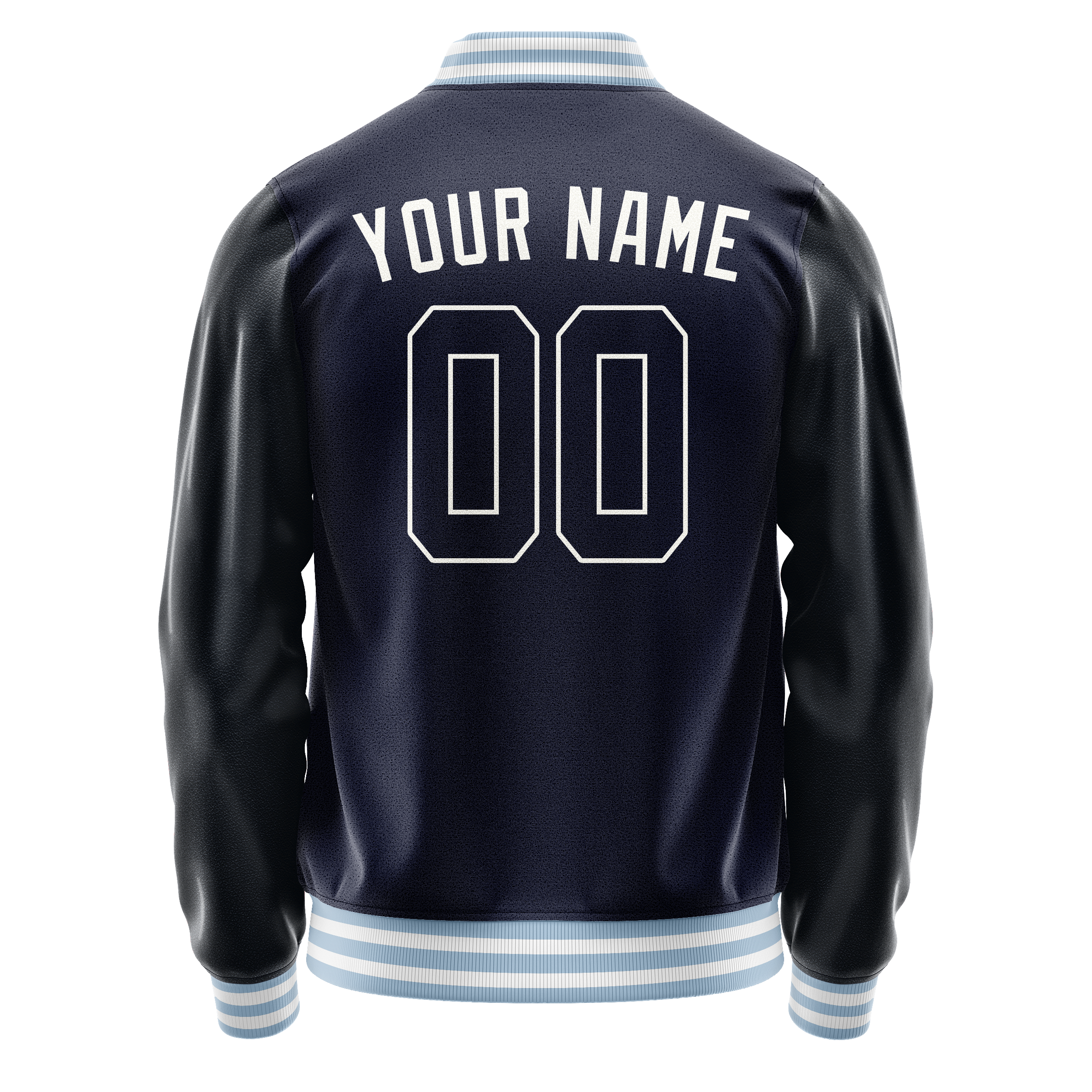 Personalized Navy & White Solid Color Varsity Letterman Jacket