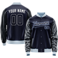 Personalized Navy & White Solid Color Varsity Letterman Jacket