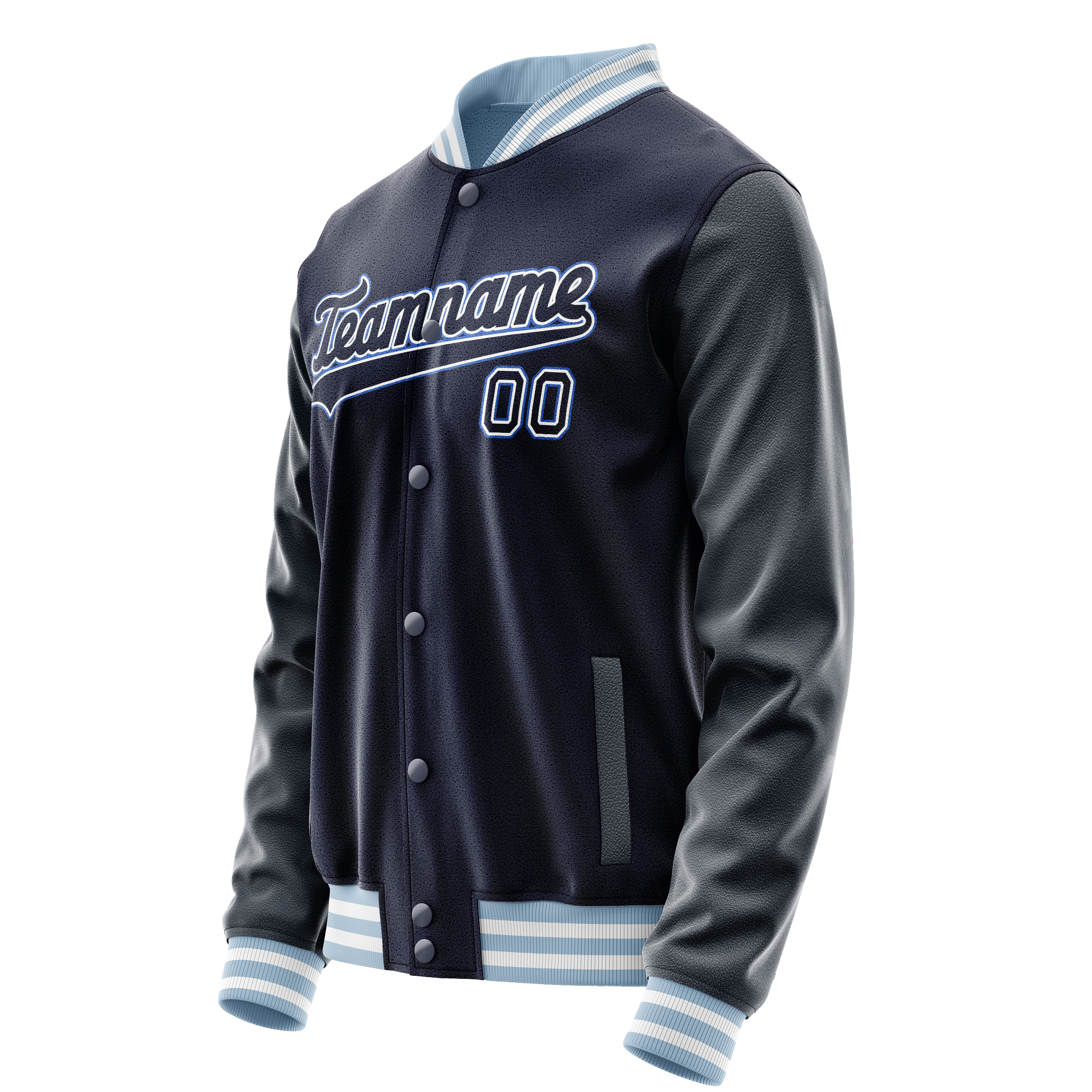 Personalized Navy & White Solid Color Varsity Letterman Jacket