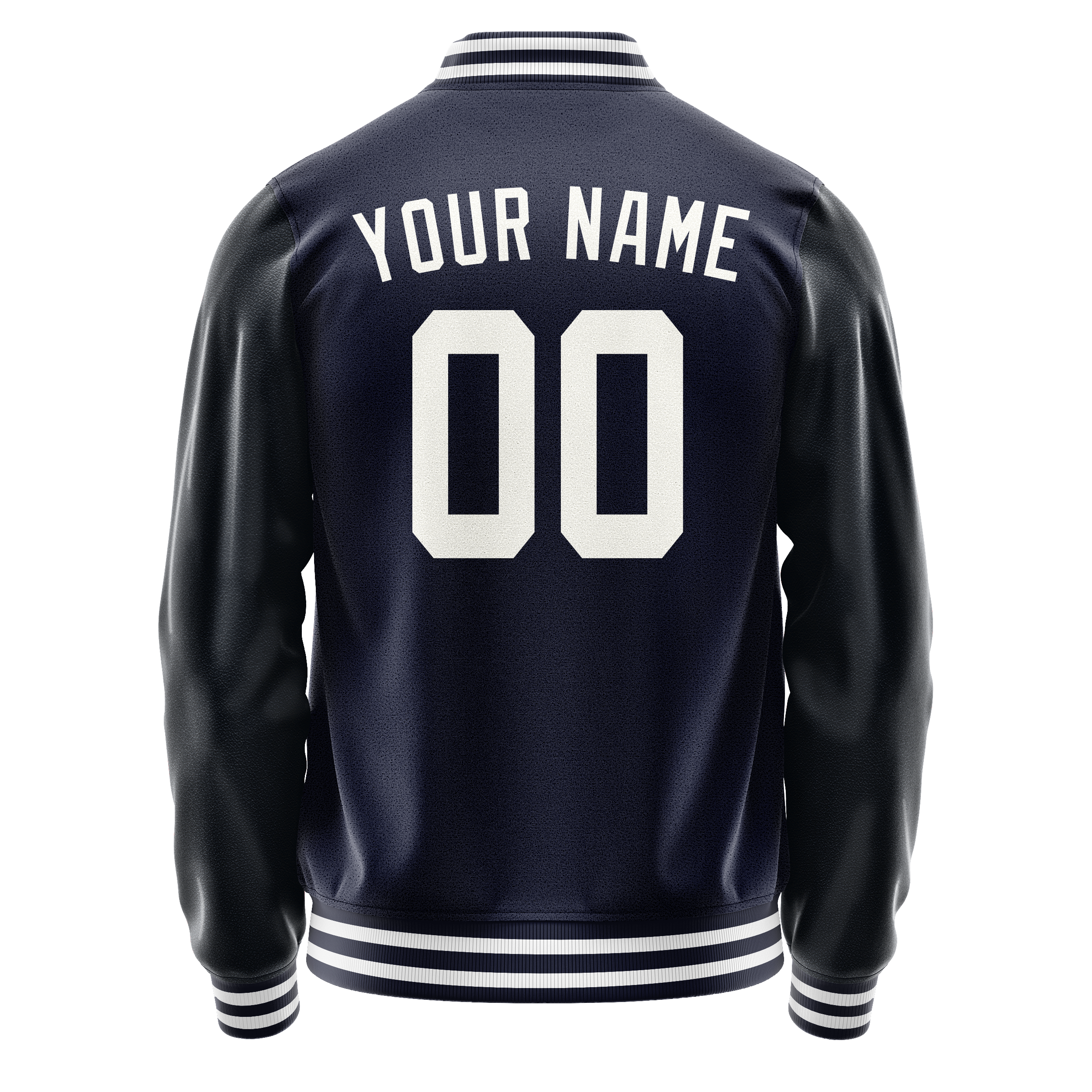 Personalized Navy & White Solid Color Varsity Letterman Jacket