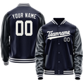 Personalized Navy & White Solid Color Varsity Letterman Jacket
