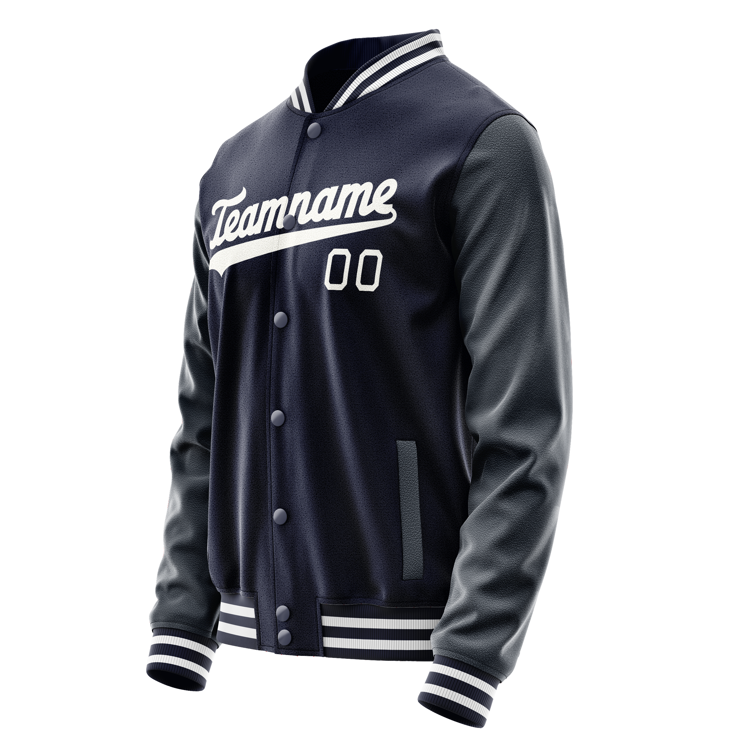 Personalized Navy & White Solid Color Varsity Letterman Jacket