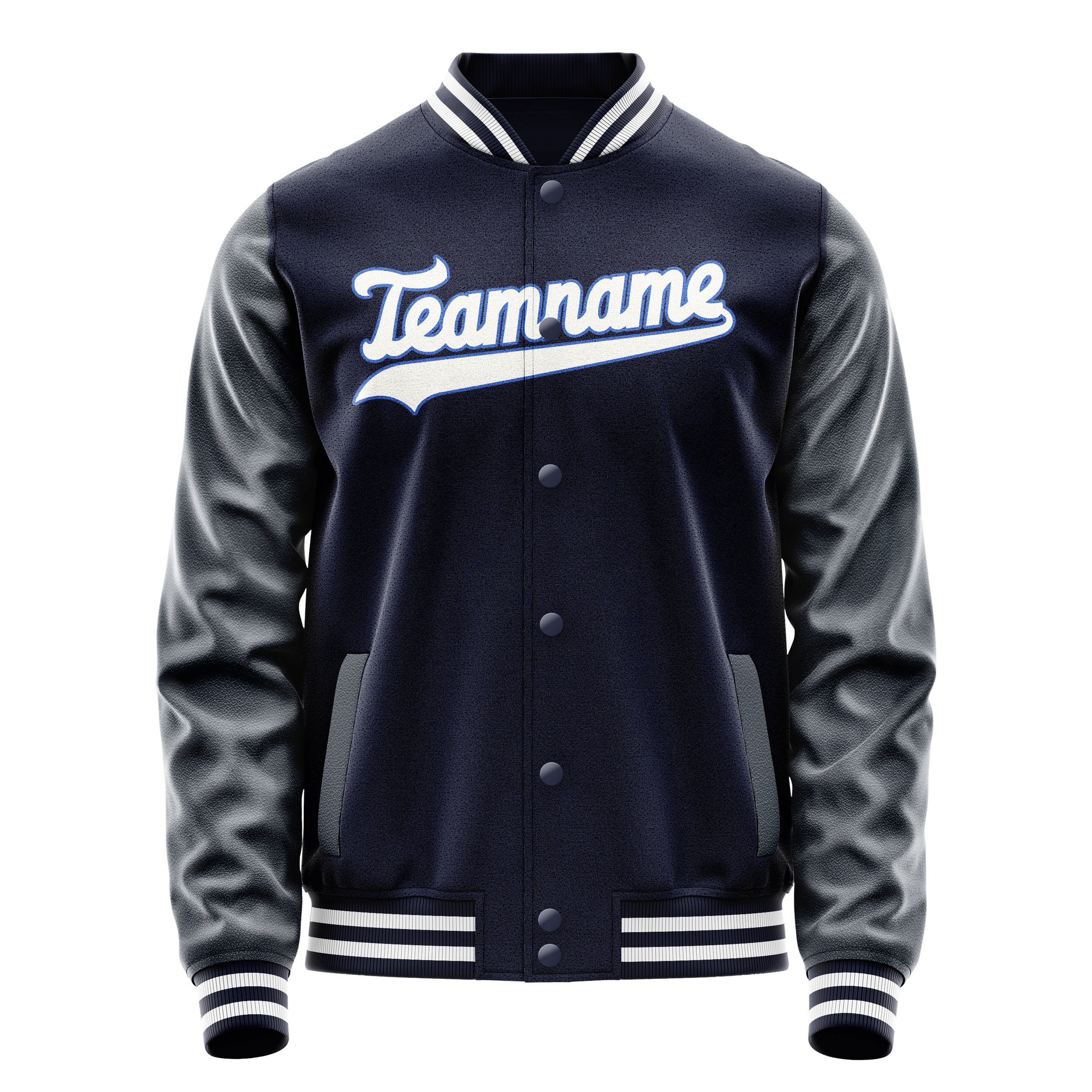 Personalized Navy & White Solid Color Varsity Letterman Jacket