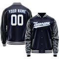 Personalized Navy & White Solid Color Varsity Letterman Jacket
