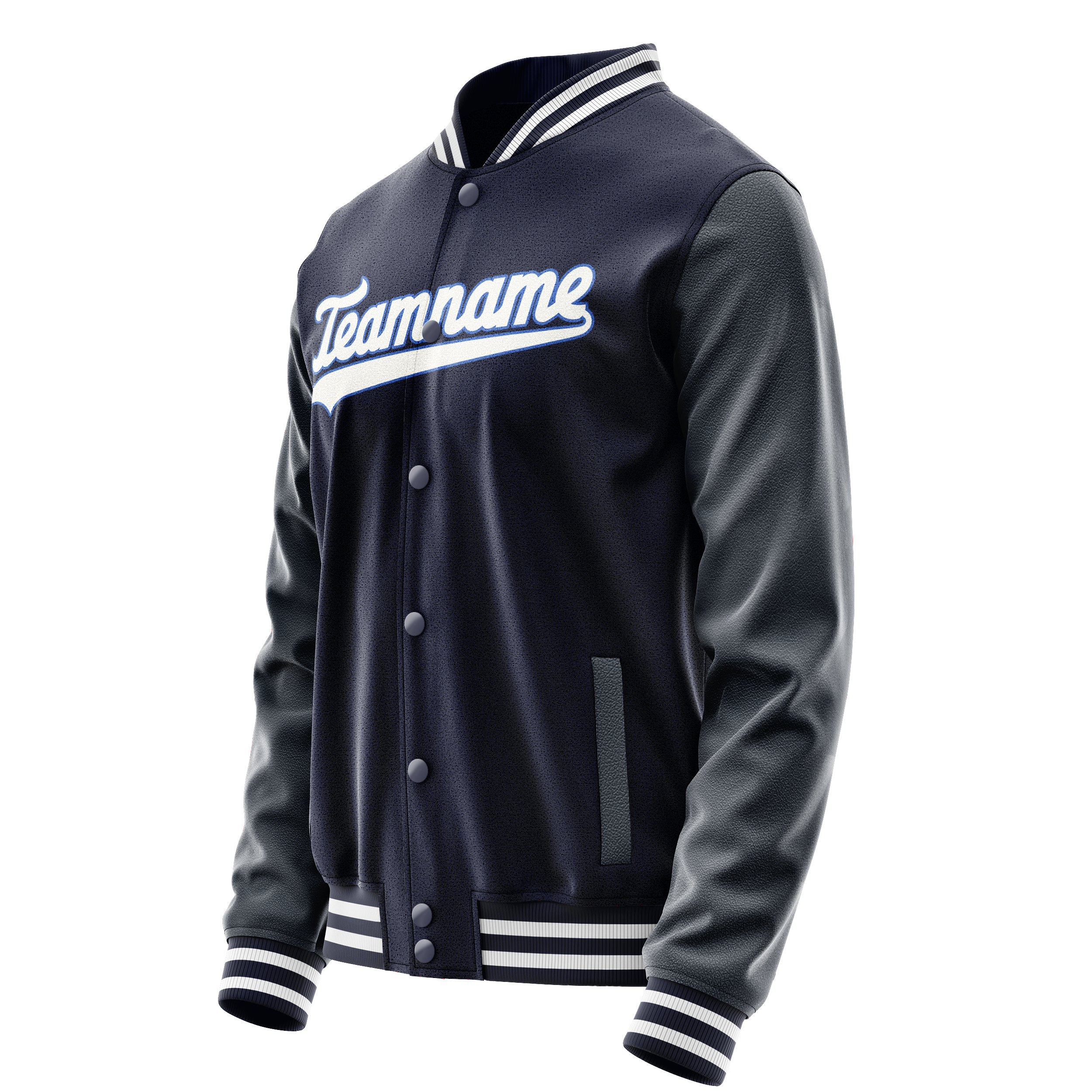 Personalized Navy & White Solid Color Varsity Letterman Jacket