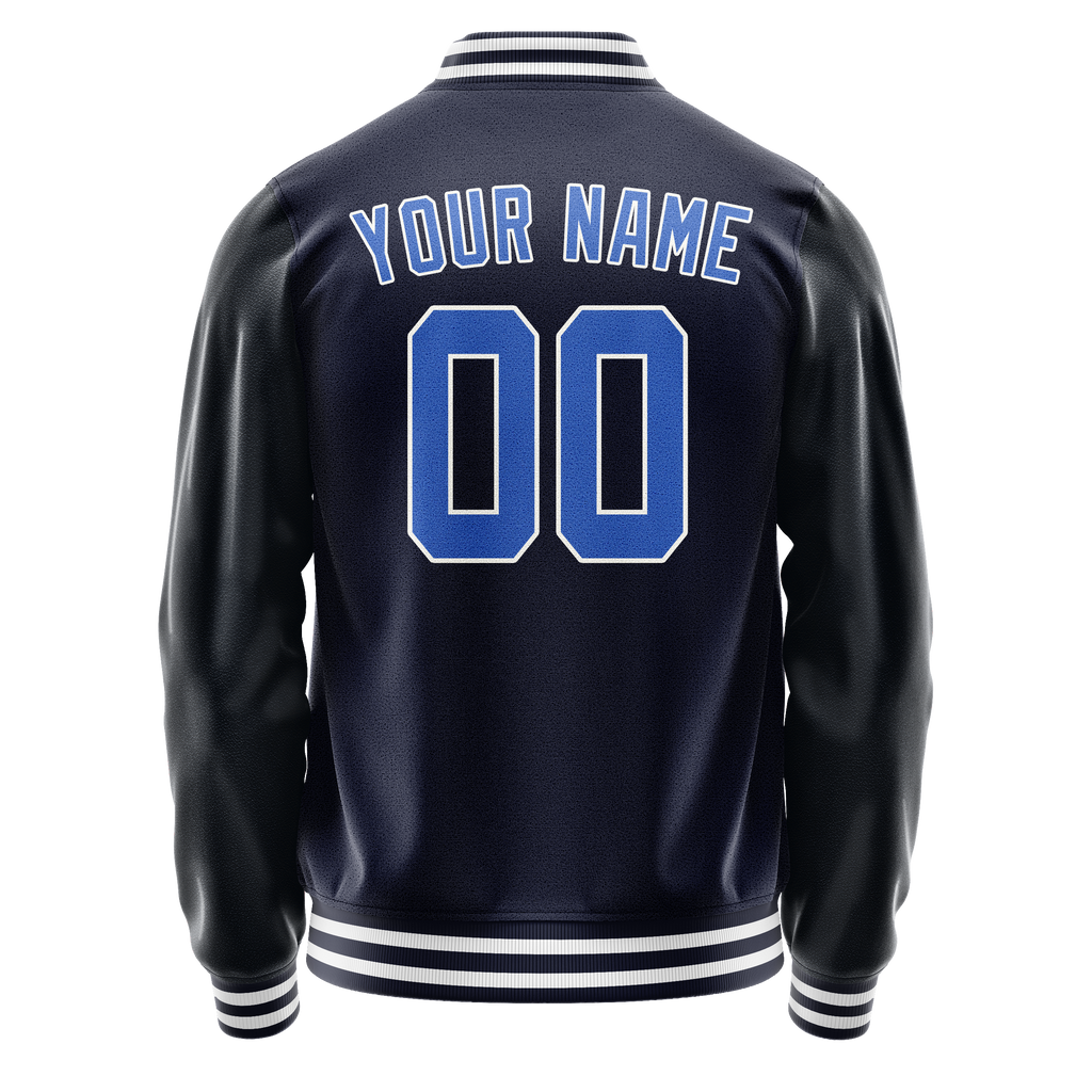 Personalized Navy & Blue Solid Color Varsity Letterman Jacket