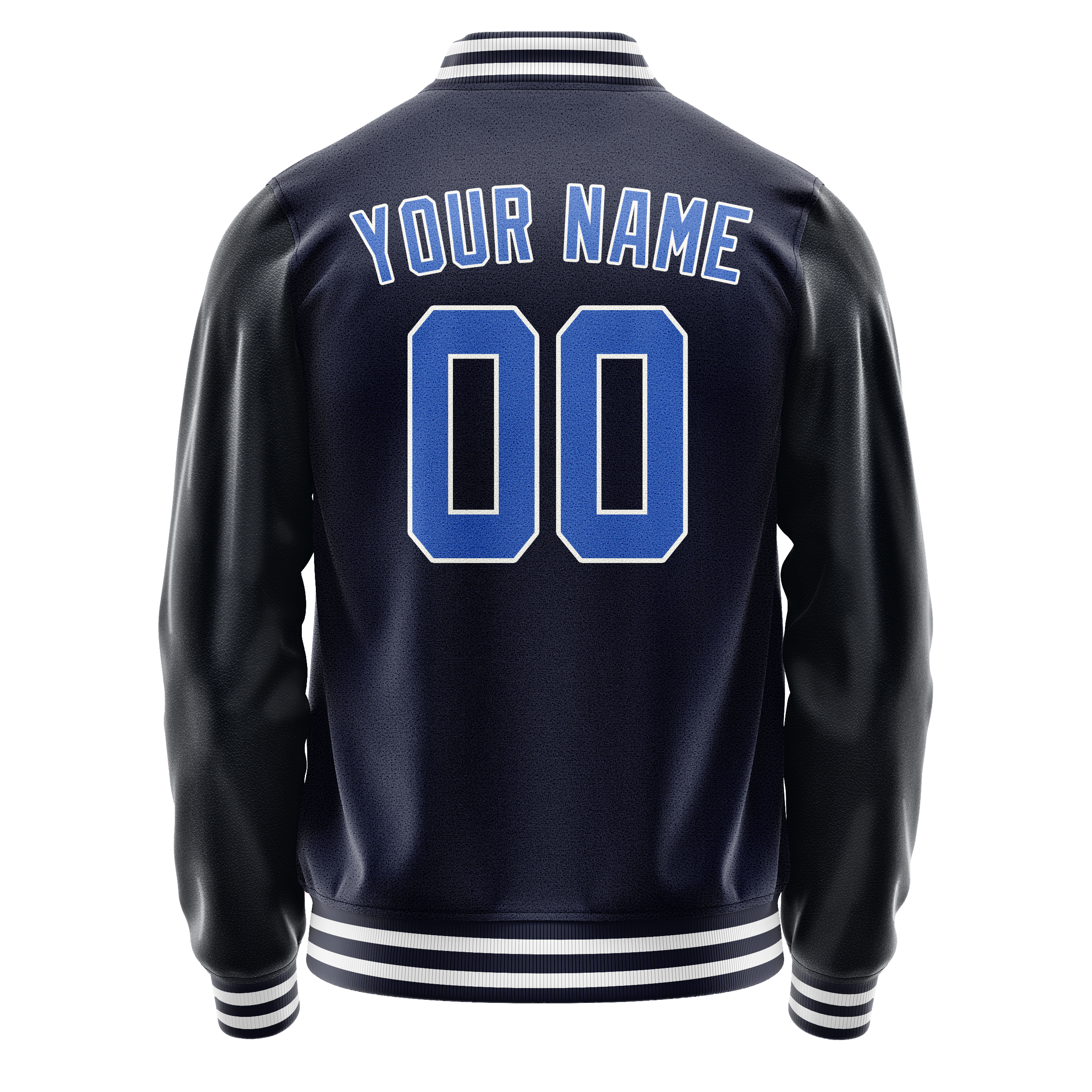 Personalized Navy & Blue Solid Color Varsity Letterman Jacket