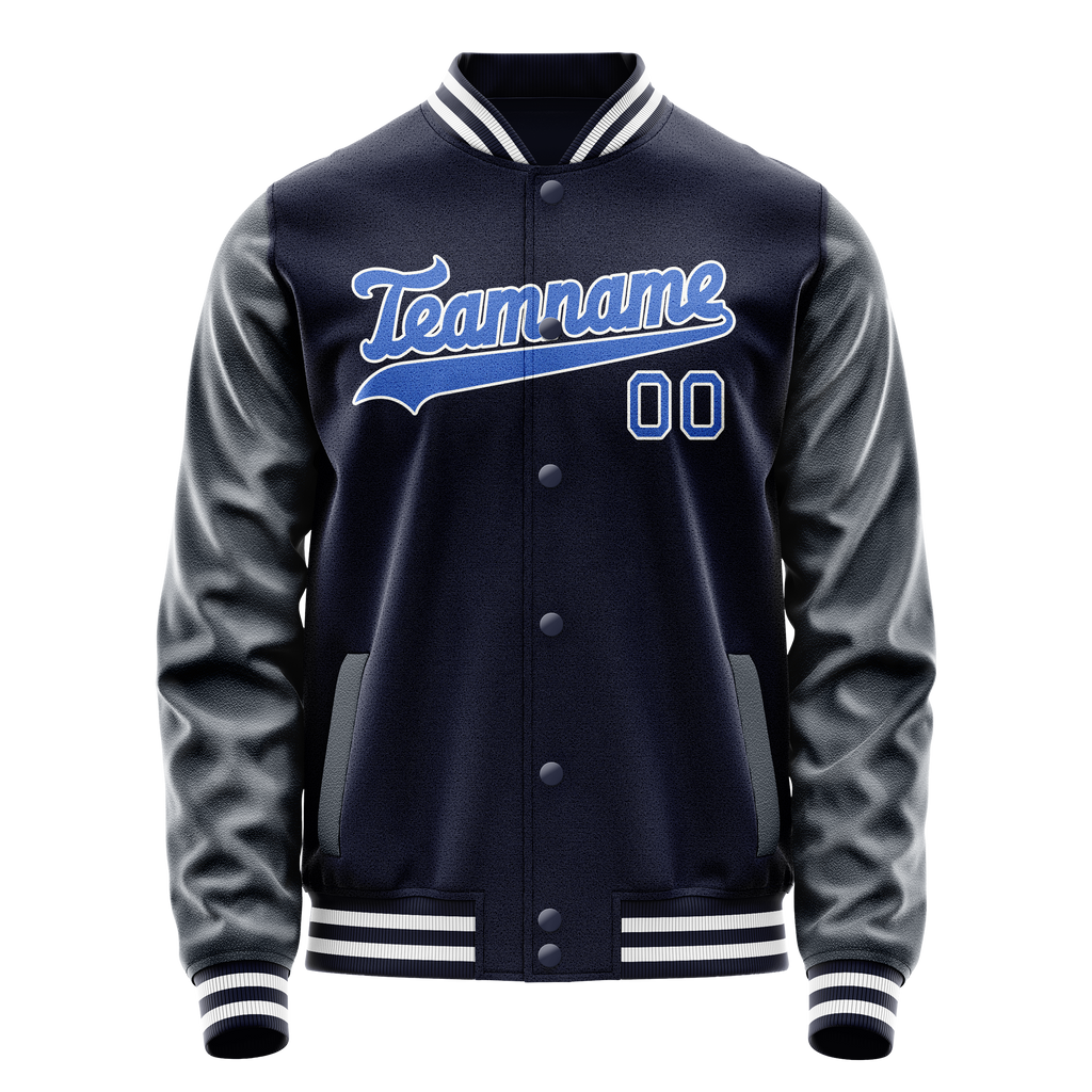 Personalized Navy & Blue Solid Color Varsity Letterman Jacket
