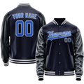 Personalized Navy & Blue Solid Color Varsity Letterman Jacket