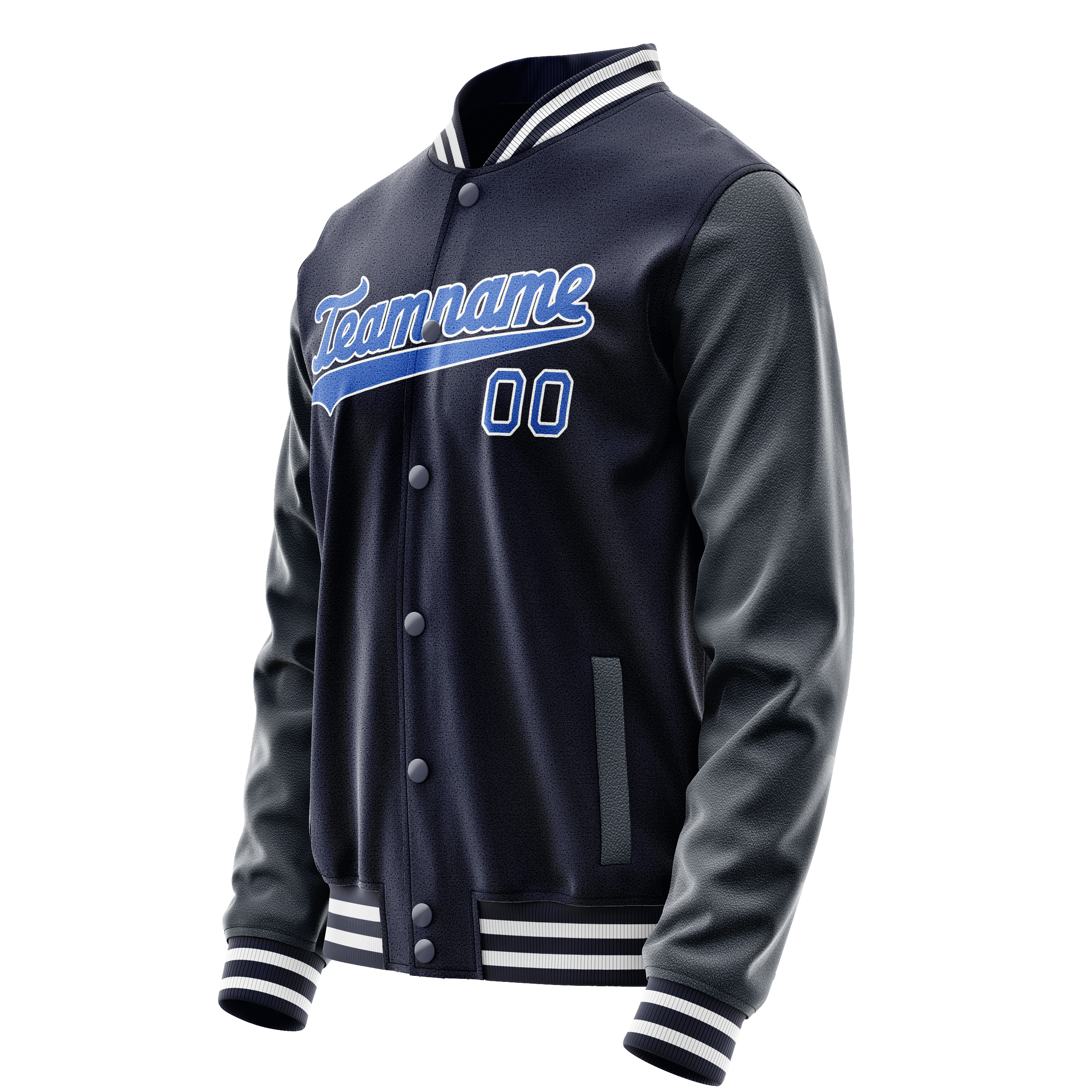 Personalized Navy & Blue Solid Color Varsity Letterman Jacket