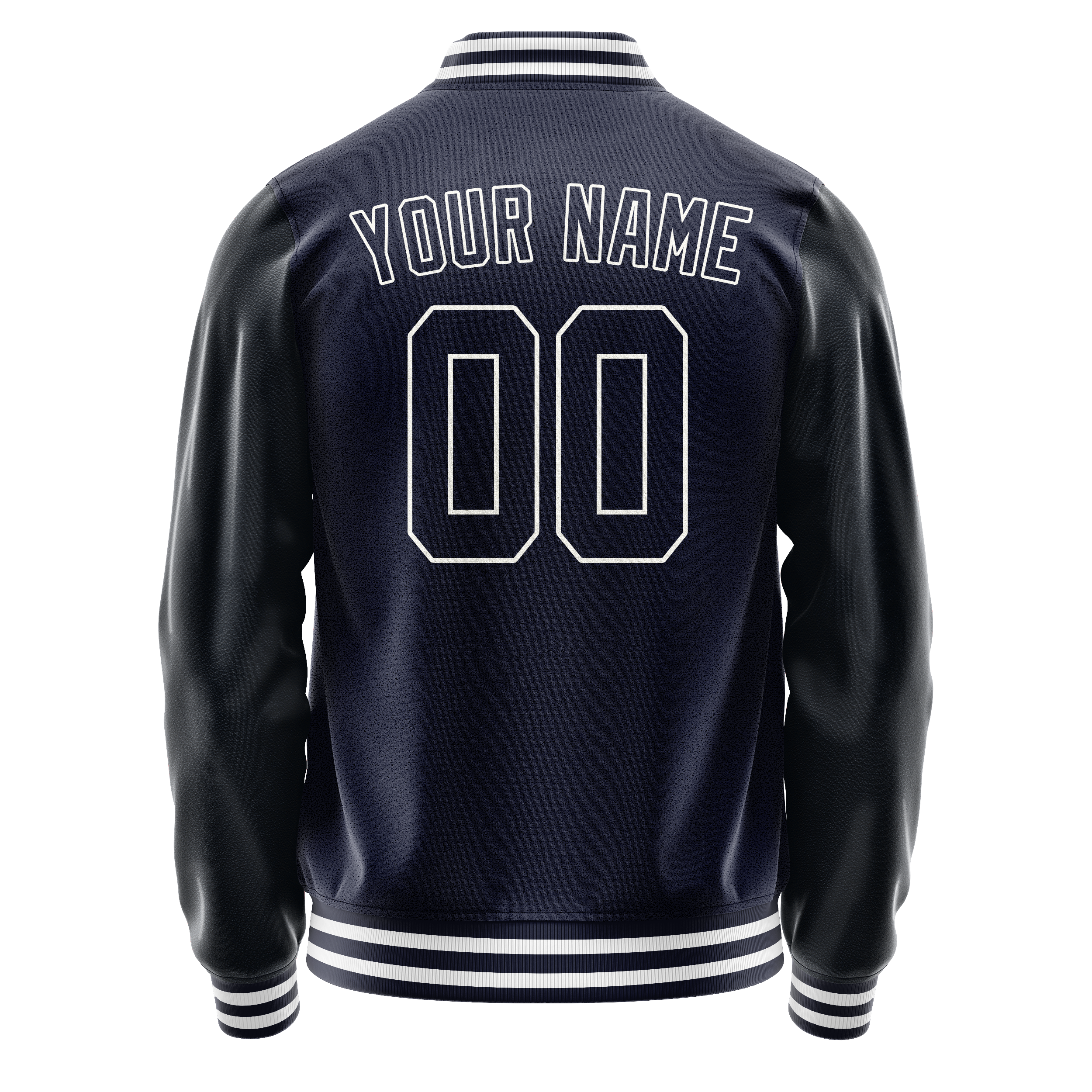 Personalized Navy & White Solid Color Varsity Letterman Jacket