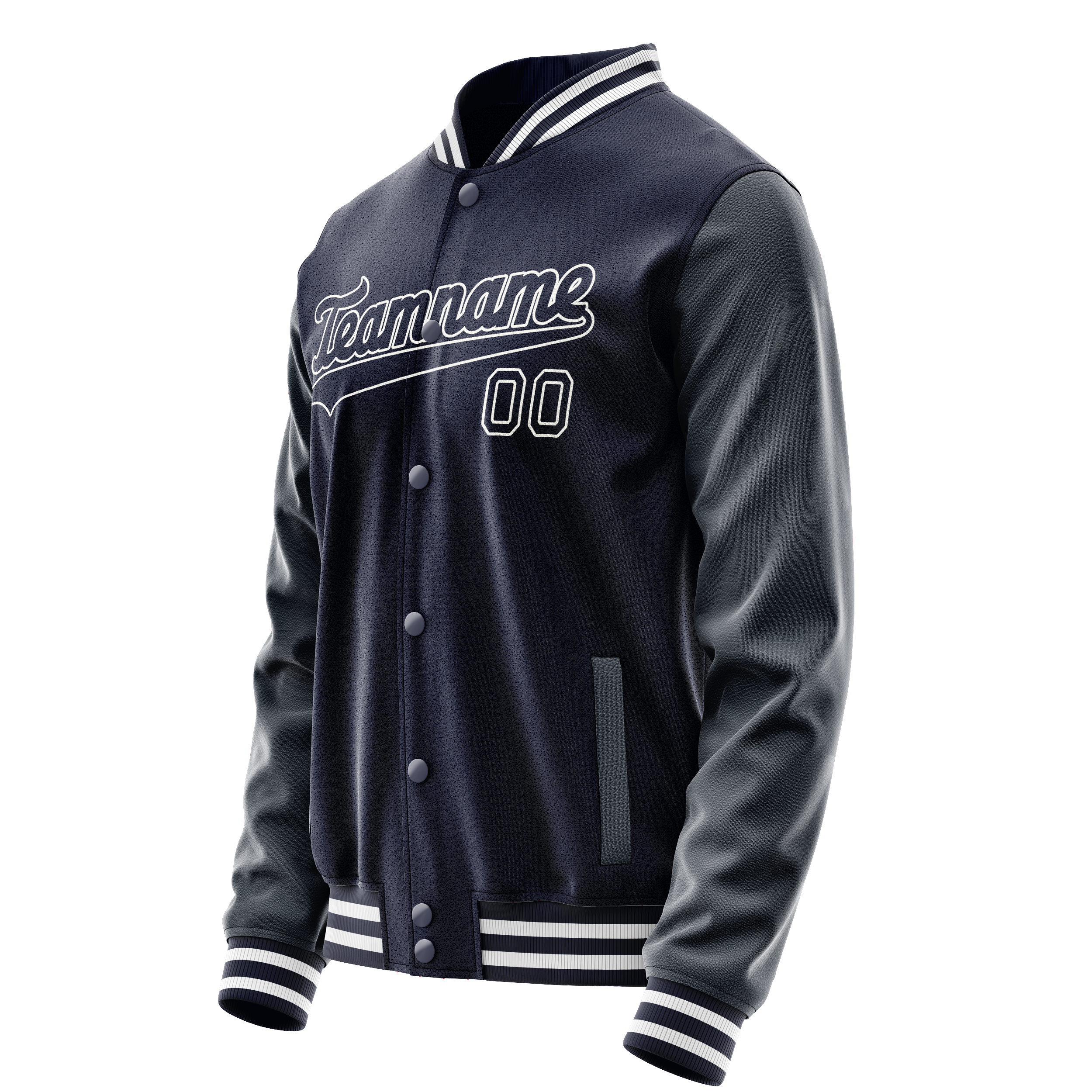Personalized Navy & White Solid Color Varsity Letterman Jacket