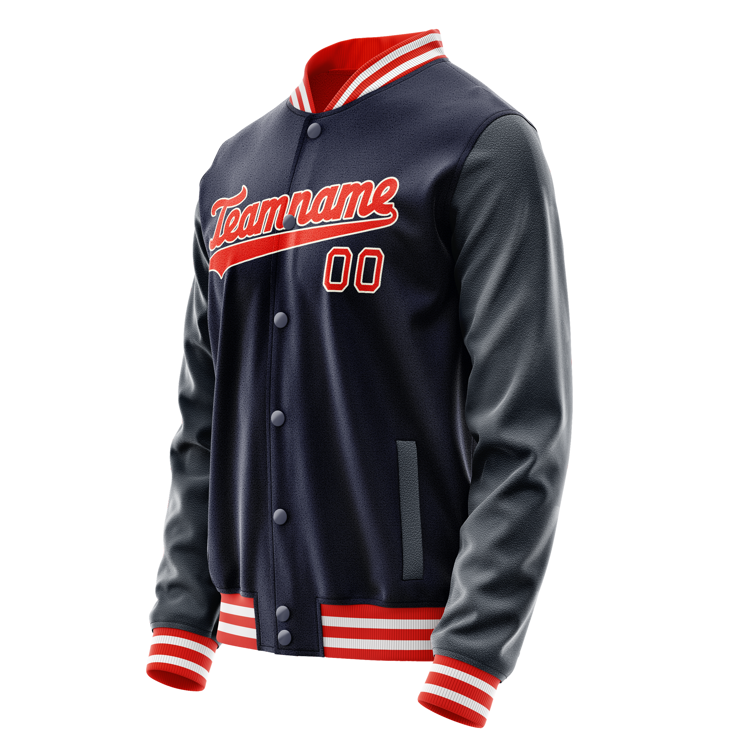 Personalized Navy & Orange Solid Color Varsity Letterman Jacket