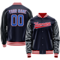 Personalized Navy & Red Solid Color Varsity Letterman Jacket
