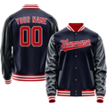 Personalized Navy & Red Solid Color Varsity Letterman Jacket