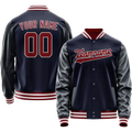 Personalized Navy & Crimson Solid Color Varsity Letterman Jacket