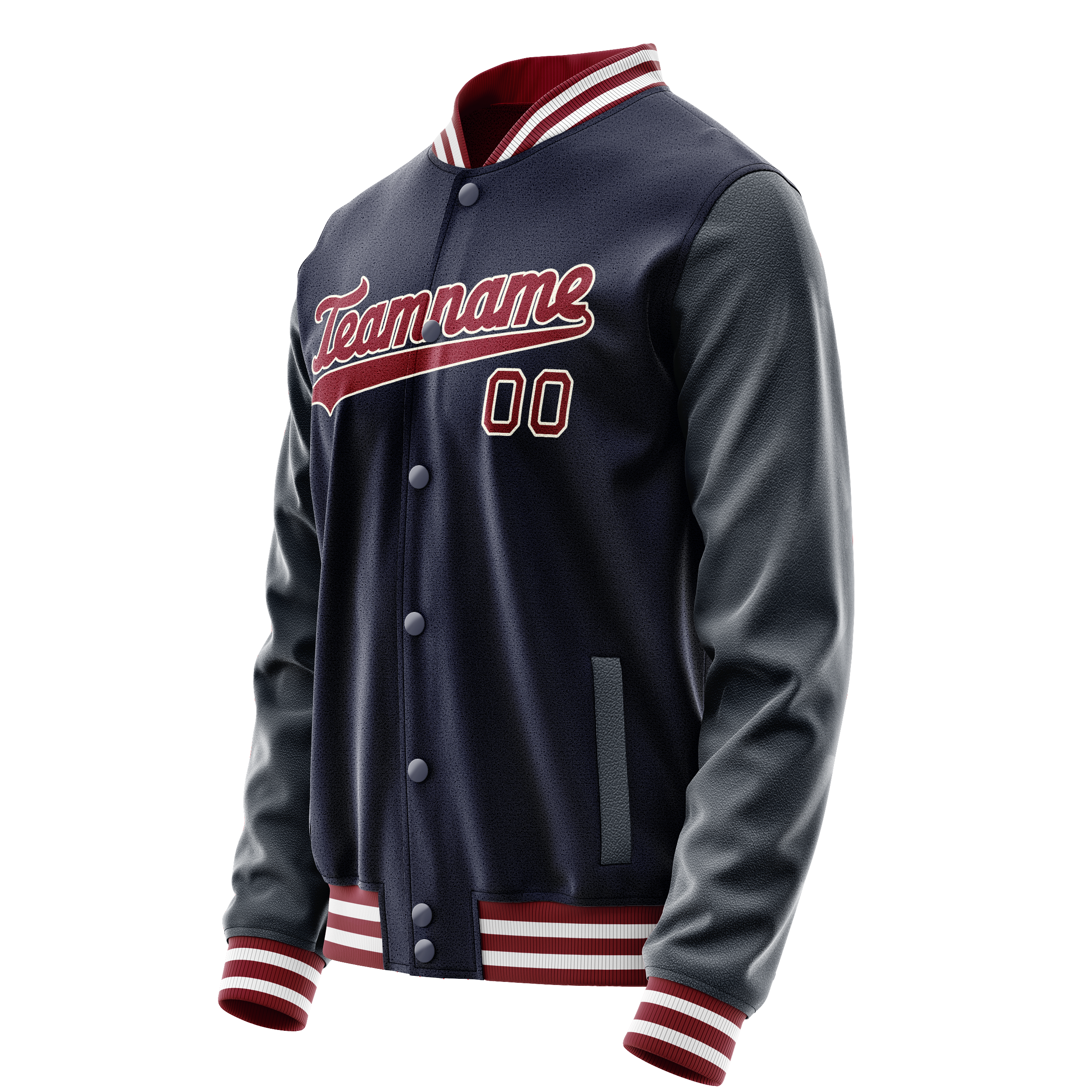 Personalized Navy & Crimson Solid Color Varsity Letterman Jacket