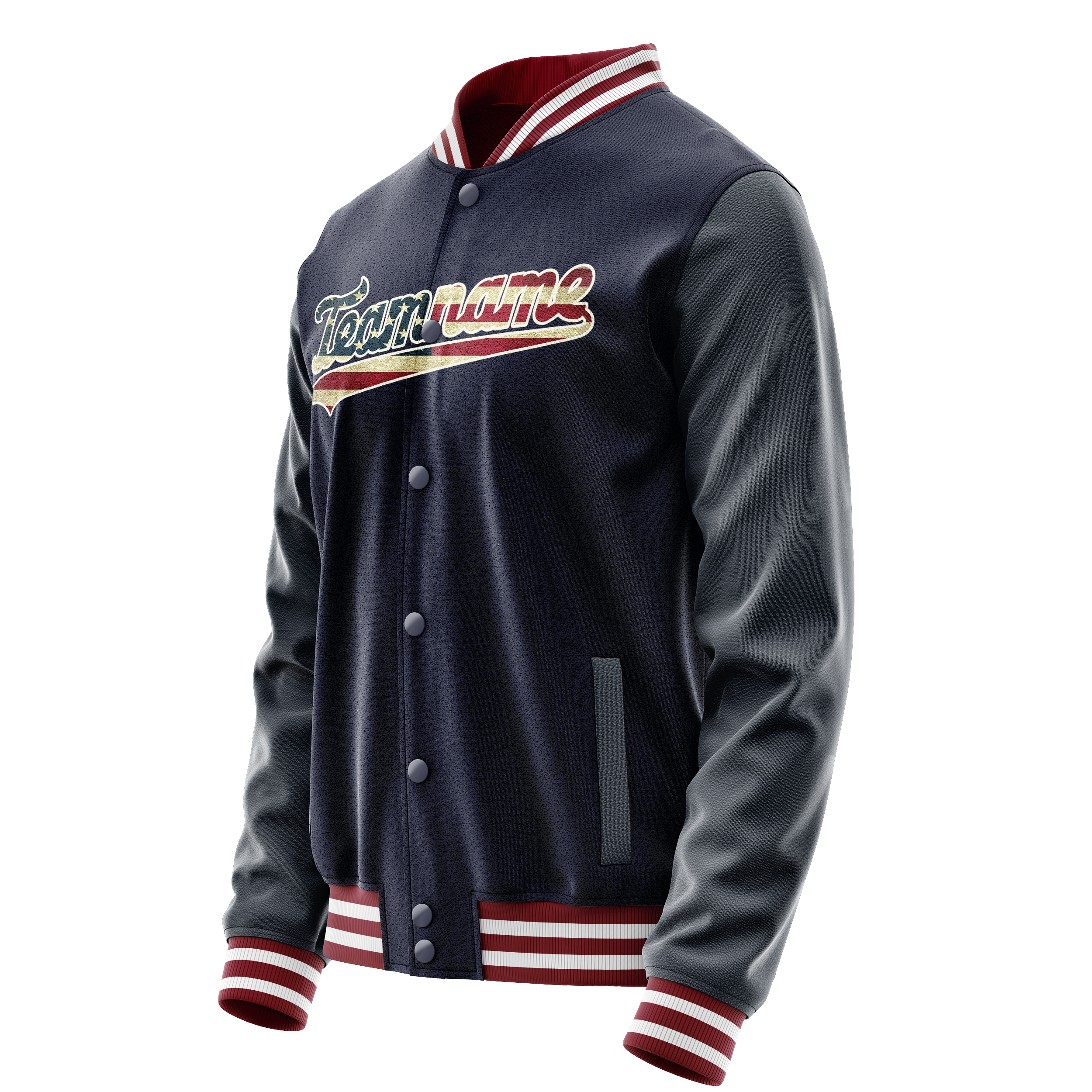 Personalized Navy & Cream Vintage Usa Flag Varsity Letterman Jacket