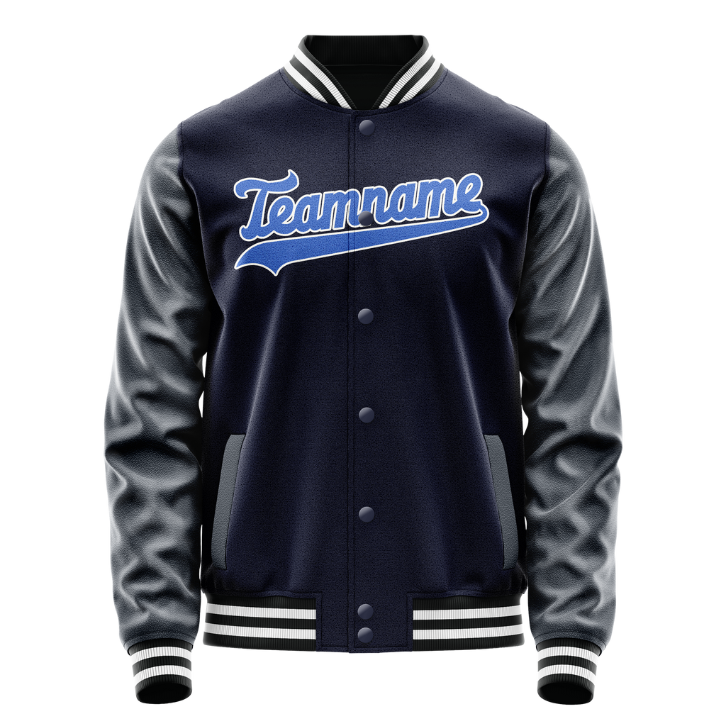 Personalized Navy & Blue Solid Color Varsity Letterman Jacket