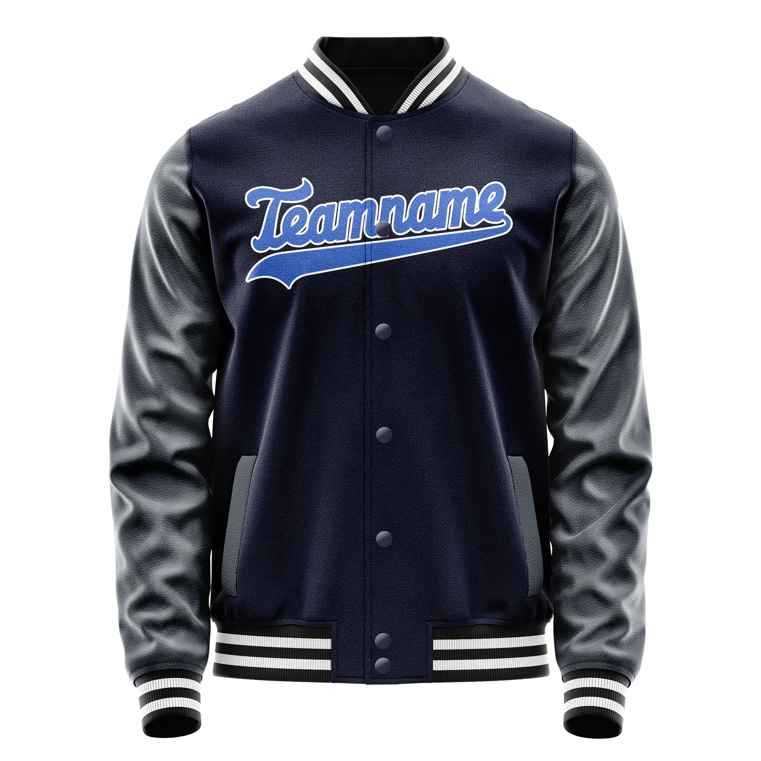 Personalized Navy & Blue Solid Color Varsity Letterman Jacket