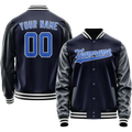 Personalized Navy & Blue Solid Color Varsity Letterman Jacket
