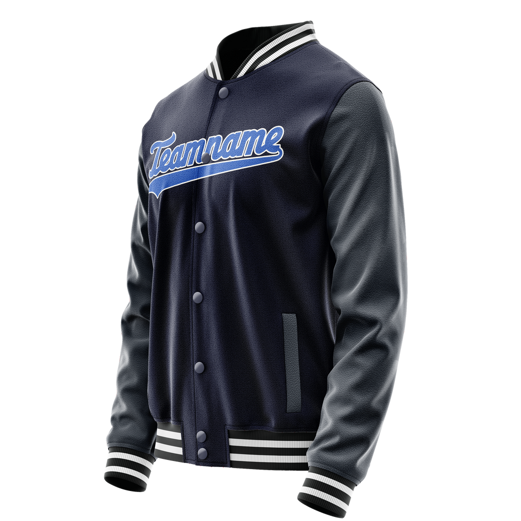 Personalized Navy & Blue Solid Color Varsity Letterman Jacket