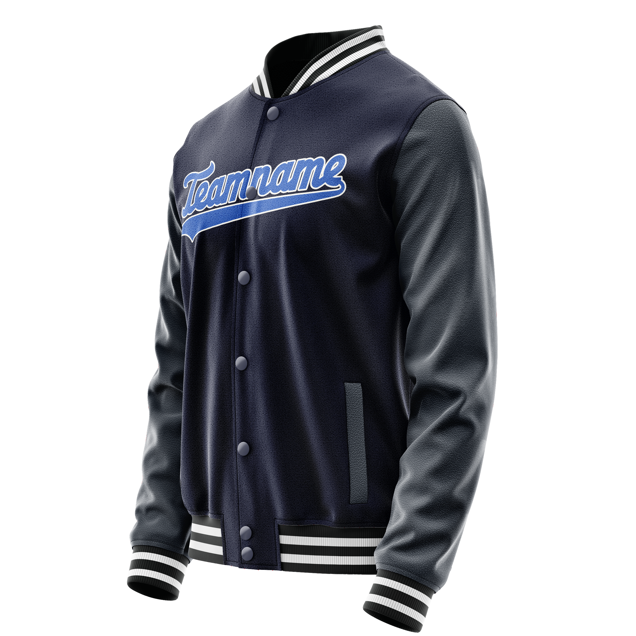 Personalized Navy & Blue Solid Color Varsity Letterman Jacket