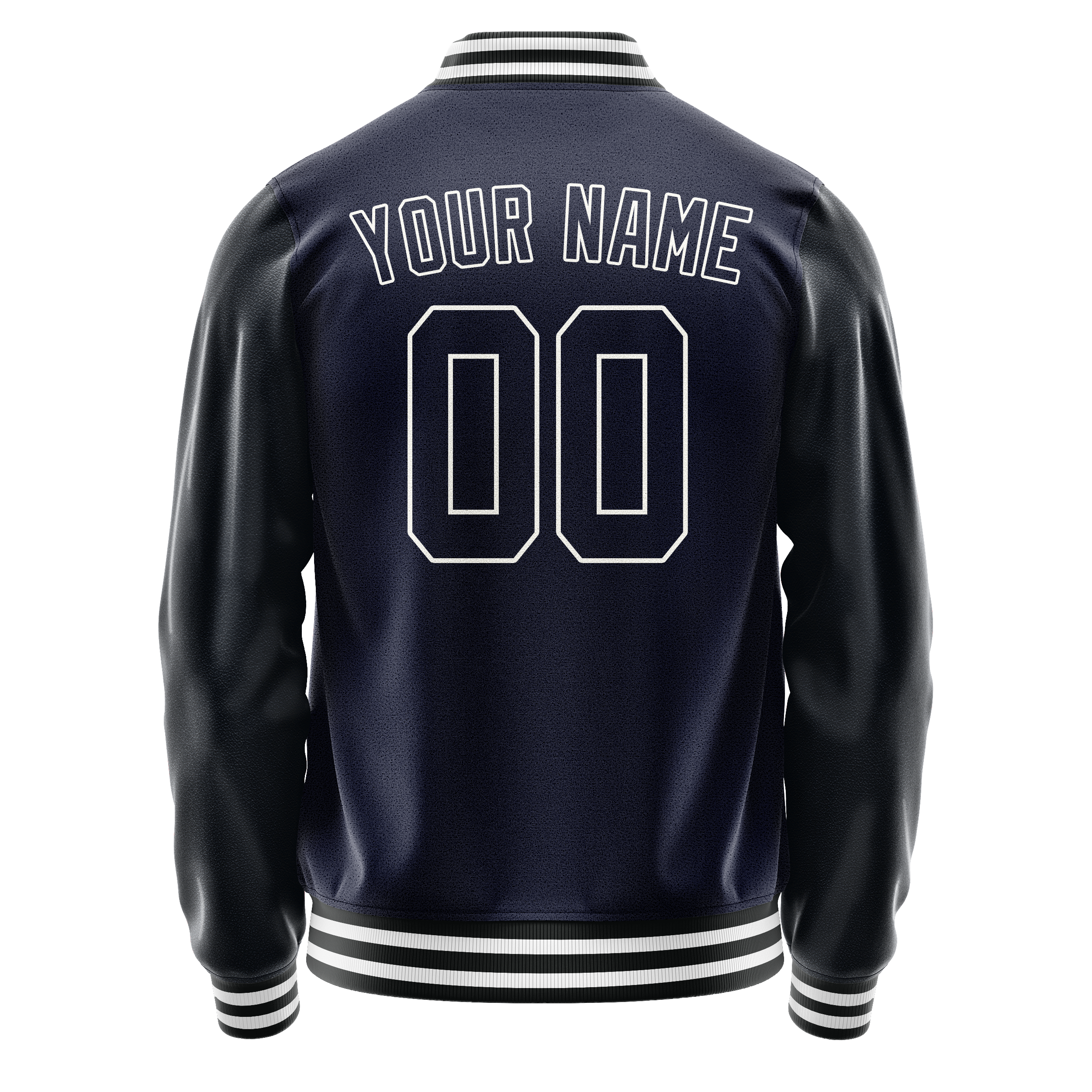 Personalized Navy & White Solid Color Varsity Letterman Jacket