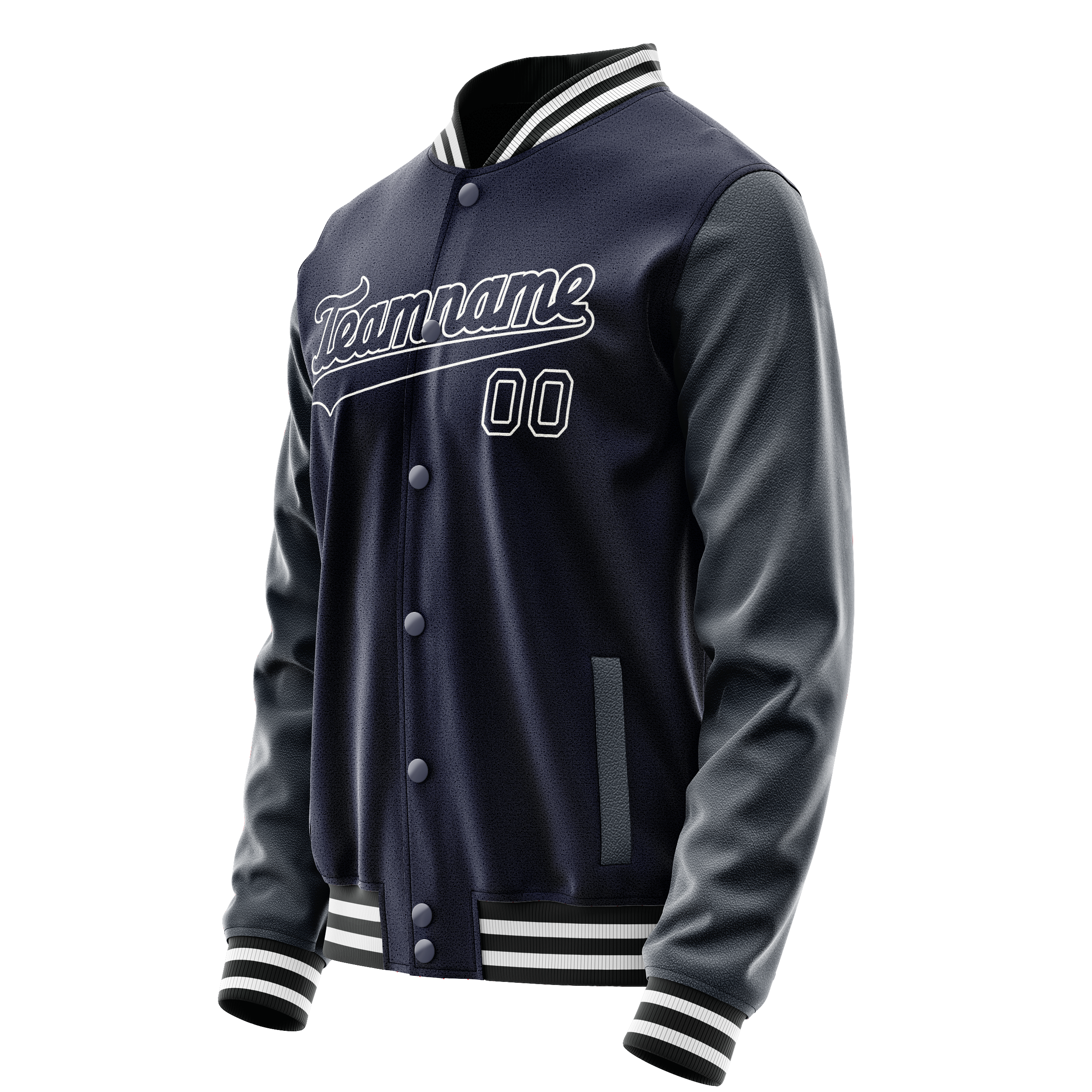Personalized Navy & White Solid Color Varsity Letterman Jacket