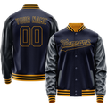 Personalized Navy & Old-Gold Solid Color Varsity Letterman Jacket