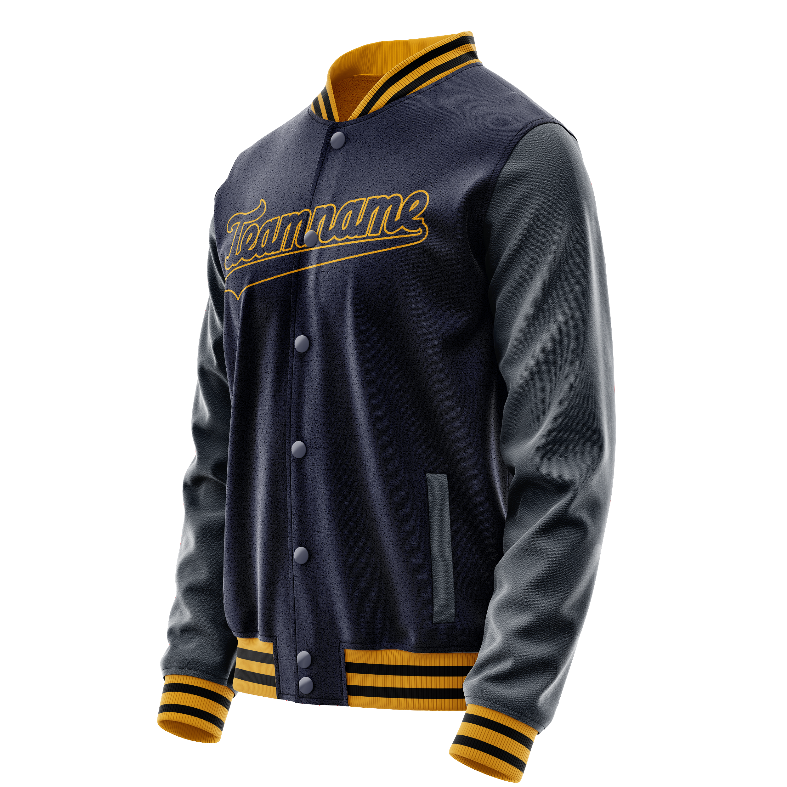Personalized Navy & Old-Gold Solid Color Varsity Letterman Jacket