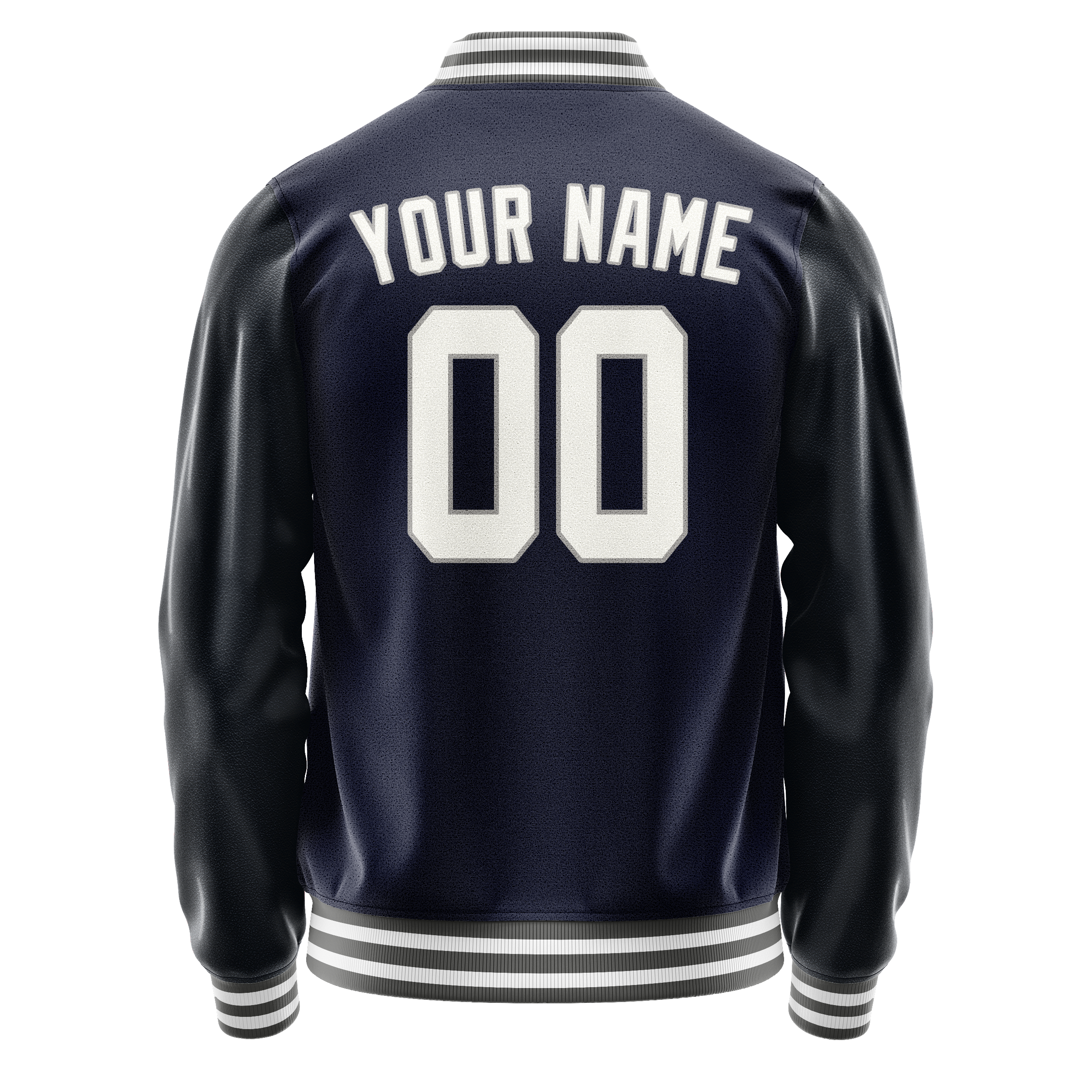 Personalized Navy & White Solid Color Varsity Letterman Jacket