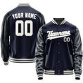 Personalized Navy & White Solid Color Varsity Letterman Jacket