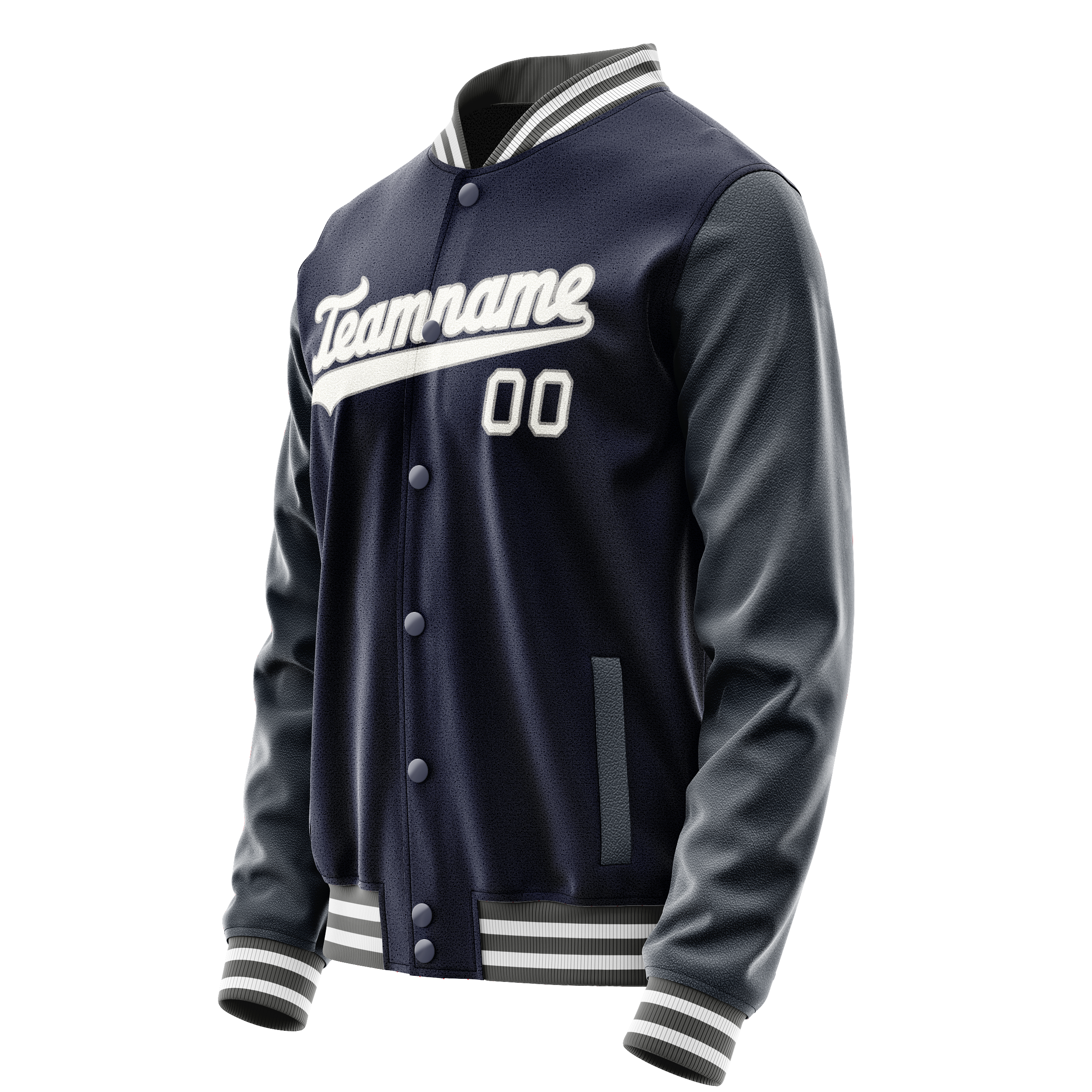 Personalized Navy & White Solid Color Varsity Letterman Jacket