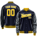 Personalized Navy & Gold Solid Color Varsity Letterman Jacket