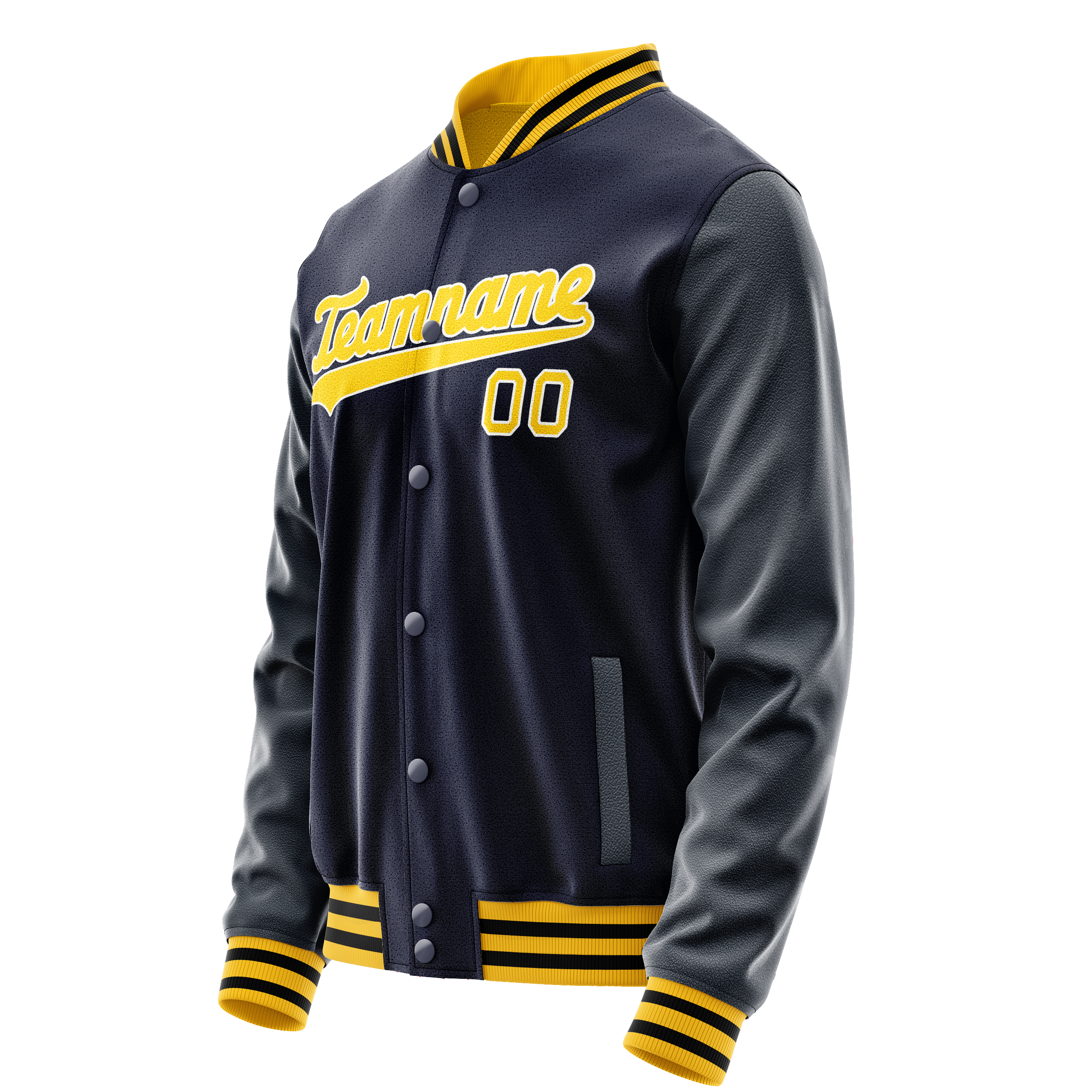 Personalized Navy & Gold Solid Color Varsity Letterman Jacket