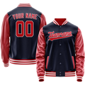 Personalized Navy & Red Solid Color Varsity Letterman Jacket