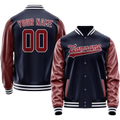 Personalized Navy & Crimson Solid Color Varsity Letterman Jacket