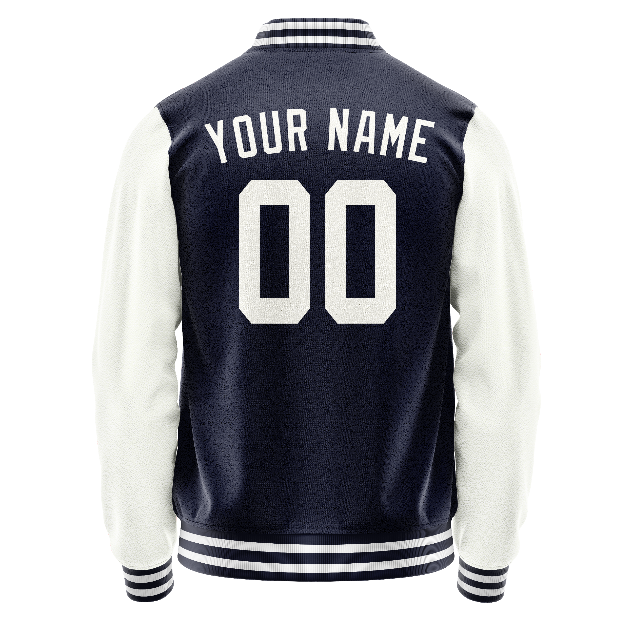 Personalized Navy & White Solid Color Varsity Letterman Jacket