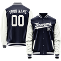 Personalized Navy & White Solid Color Varsity Letterman Jacket